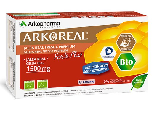 Arkoreal Jalea Real Fresca BIO 1500 mg sin azúcar – 20 ampollas