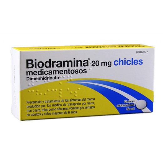 Biodramina 20 mg 12 chicles medicamentosos