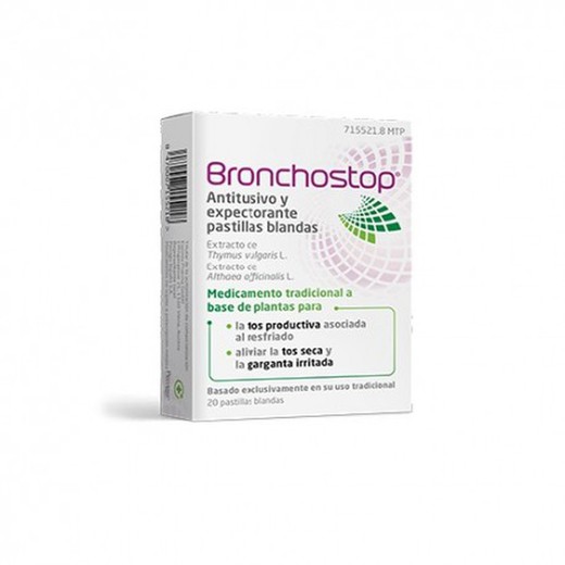 Bronchostop antitusivo y expectorante 20 pastillas blandas
