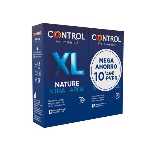 Control Extra Grandes Nature XL 12 + 12 unidades