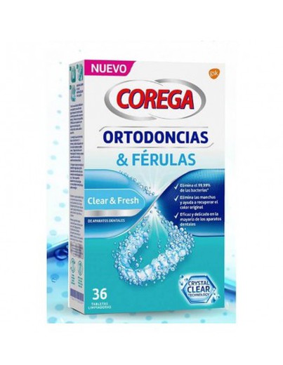 Corega limpieza ortodoncias & férulas 36 tabletas