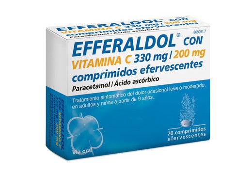 Efferaldol Amb Vitamina C 330 mg/200 mg 20 Comprimits Efervescents