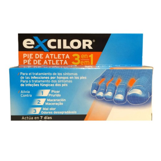 Excilor crema para pie de atleta 3 en 1 tubo de 15 mL