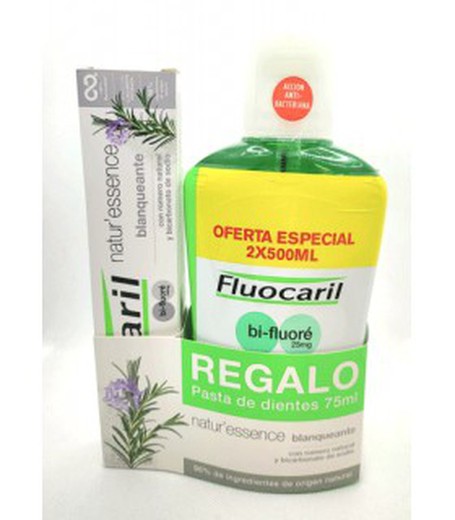 Fluocaril pack oferta especial col·lutori 2x500ml+pasta Fluocaril Natur essence de regal