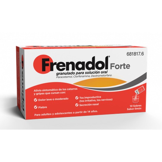 Frenadol forte 10 sobres granulat solució oral