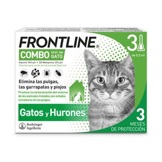 Pipetas Frontline Combo para gatos (3 pipetas de 0,5ml)