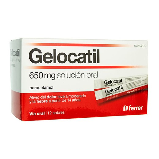 Gelocatil 650 MG 12 saquetas solução oral