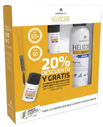 Heliocare Pack Helio 360 Sport Stick transparente 25gr y Spray 100ml