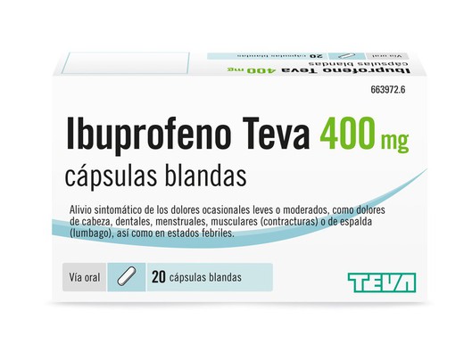 Ibuprofeno Teva 400 mg 20 Capsulas Blandas