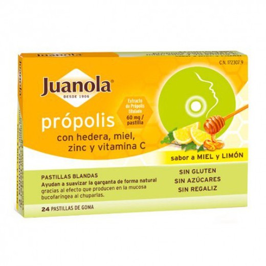 Juanola Propolis mel i llimona 24 pastilles toves
