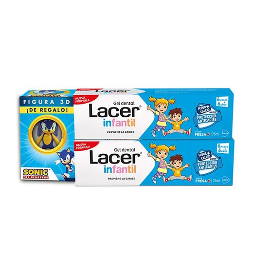 Lacer infantil gel dental fresa duplo 75ml+75ml