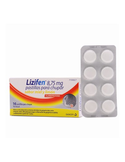 Lizifen 8,75 mg 16 pastilles per xuclar (sabor mel i llimona)