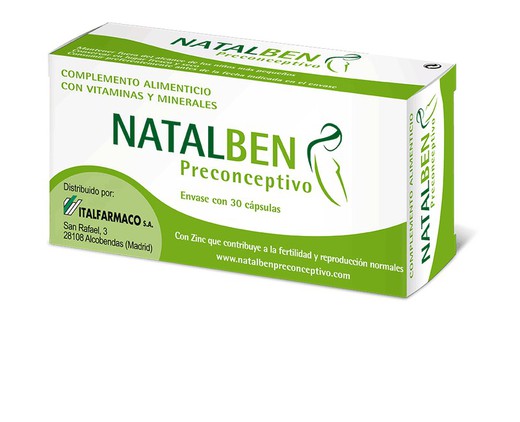 Natalben preconceptivo 30 cápsulas complemento alimenticio para mujeres que planifican un embarazo