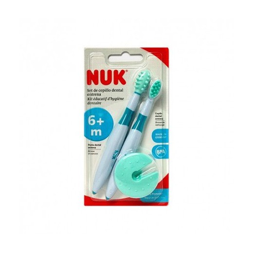Conjunto de escovas de dentes Nuk para a higiene oral do seu bebé.