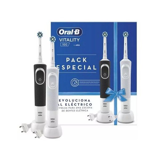 Oral B cepillo eléctrico vitality 100 duplo Blanco y negro