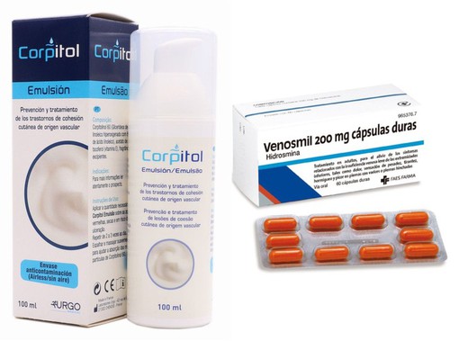 Embalagem Leite Corpitol 100ml + Venosmil 200 mg cápsulas duras