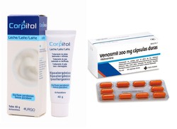 Embalagem Leite Corpitol 40g + Venosmil 200 mg cápsulas duras