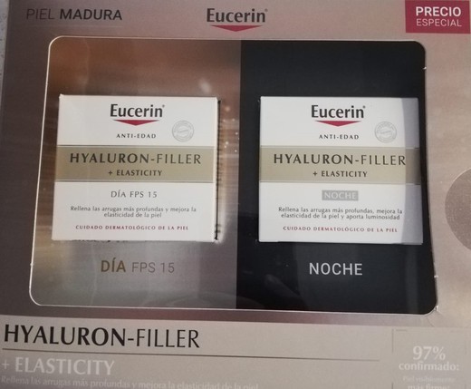 Pack Eucerin Hyaluron Filler Elasticity crema de día + crema de noche piel madura