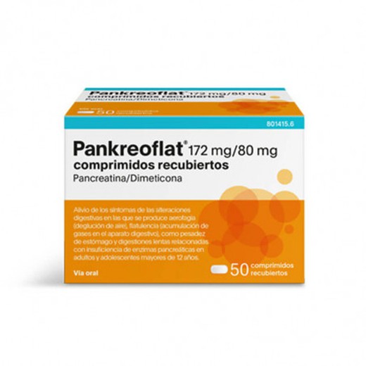 Pankreoflat 172 mg/80 mg 50 comprimidos revestidos