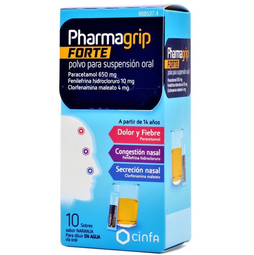 Pharmagrip forte 10 sobres polvo para suspensión oral