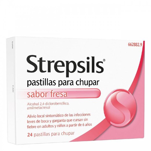 Strepsils com Sabor Morango 24 Comprimidos