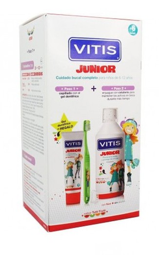 Vitis júnior promocional 1 colutório 50 ml + 1 recipiente de gel dentífrico 75 ml + 1 escova