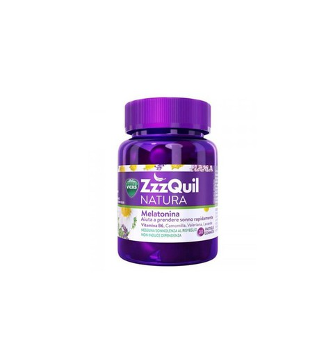 ZZZ Quil Natura, Gomas com Melatonina, vitamina B6 e extratos de ervas para adormecer rapidamente.