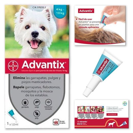 Advantix solución Spot-on para perros de más de 4 hasta 10Kg (1 pipeta)