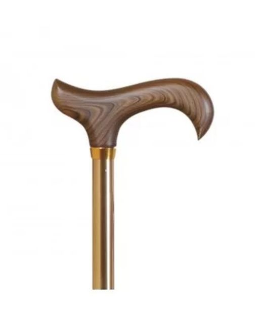 Bengala extensível de alumínio, cor bronze e cabo de madeira REF.366