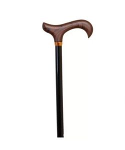 Bengala extensível em alumínio preto com cabo de madeira Tamanho L Ref.345L