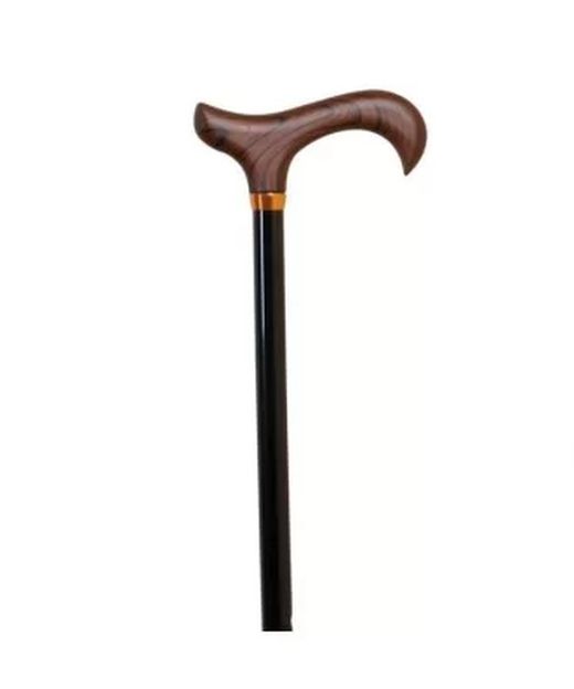 Bengala extensível em alumínio preto com cabo de madeira Tamanho L Ref.345L