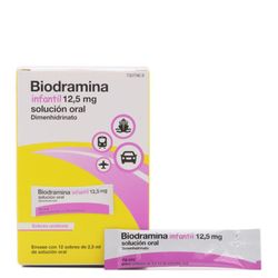Biodramina Infantil 12,5 mg 12 Sobres Monodosis Solución Oral 2,5 mL