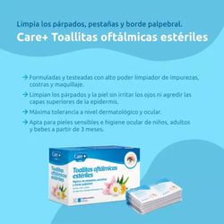 Lenços umedecidos oftálmicos estéreis Care+