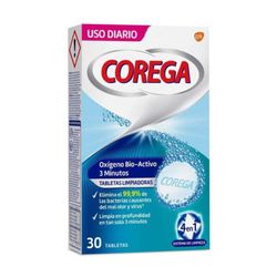 Limpador de dentaduras de clareamento Corega 30 comprimidos