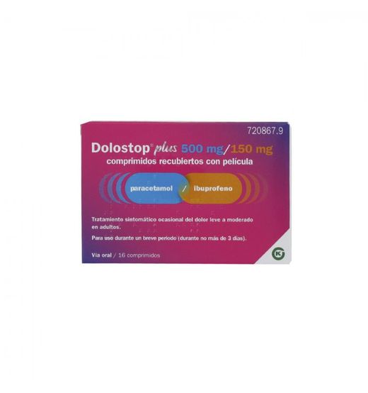 Dolostop plus 500 mg/150 mg 16 comprimidos recubiertos