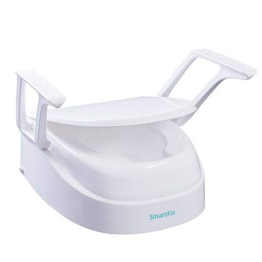 Elevador de WC ajustável em altura e inclinação com apoios de braços