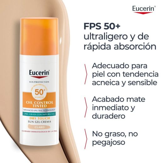 Eucerin Fluido Solar Oil Control Color Claro SPF 50+ 50 ML