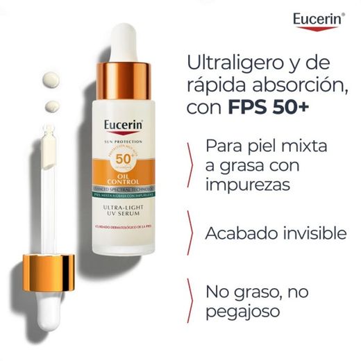 Eucerin Sun Oil Control Dry Touch UV Serum SPF 50+1 envase 30 ml