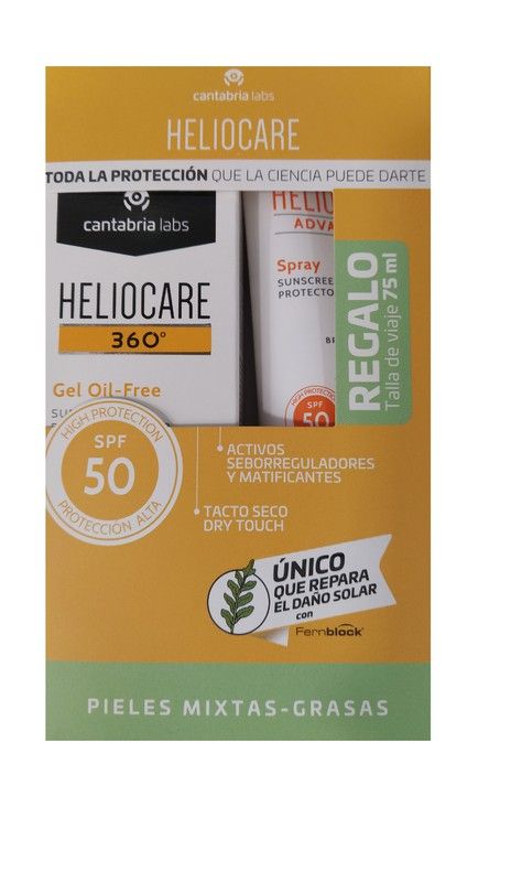 HELIOCARE 360º  Gel  oil free SPF 50 + spray corporal spf50 + 75ml formato viaje