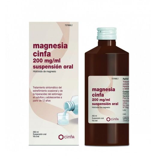 Magnesia cinfa 200 mg/ml suspensión oral 1 frasco 260 ml