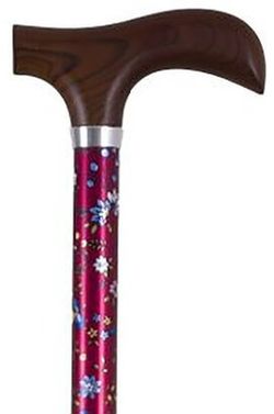 Bastó Muletilla extensible d'alumini estampada amb flors granat REF. 471