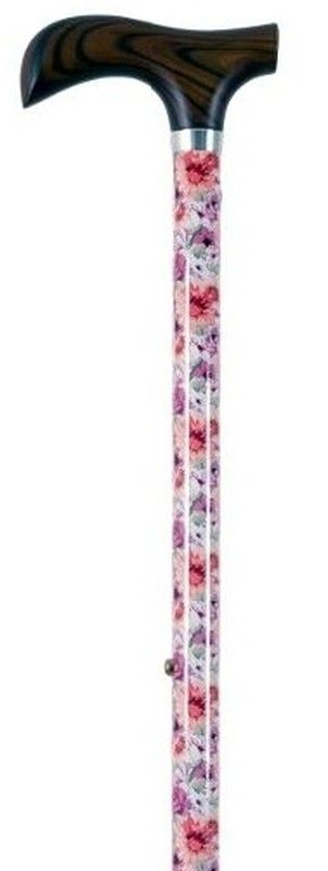 Bengala extensível em alumínio estampada com flores rosa REF. 472