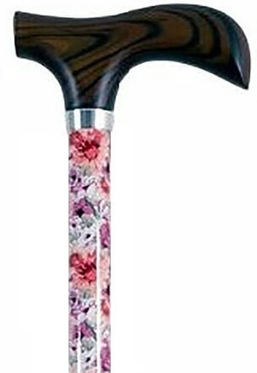 Bengala extensível em alumínio estampada com flores rosa REF. 472