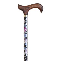 Bastón Muletilla extensible de aluminio estampado flor negra Ref.402