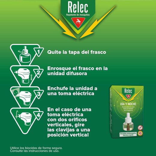 Relec antimosquitos día y noche recambio liquido para dispositivo eléctrico