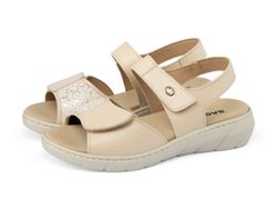 Saguy's 20715 Sandalia Mujer Confort de Ancho Especial con Triple Ajuste color Beige