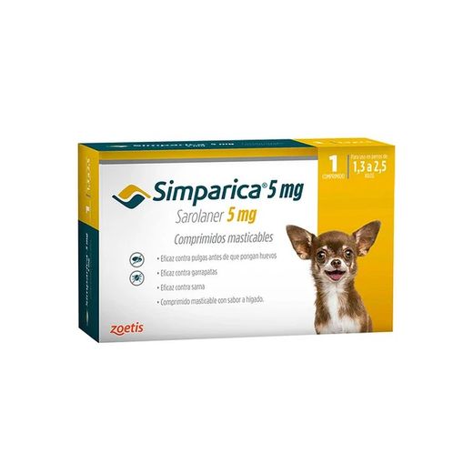 Simparica 5mg (perros de 1.3-2.5Kg) 1 comprimido masticable