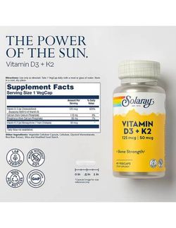 Solaray Solaray vitamina d3+k2 60 cápsulasitamina d3+k2 60 cápsulas