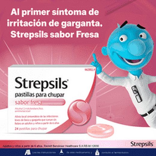 Strepsils con Sabor Fresa 24 Pastillas