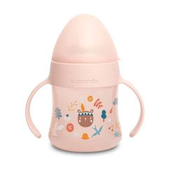 Suavinex Biberon Silicona Entrena Con Asas De Colores +4 Meses 150 Ml